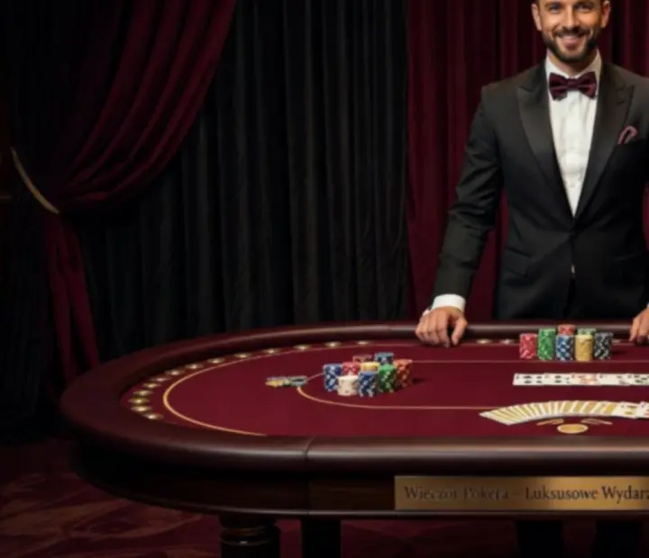Profesjonalny stół pokerowy z żetonami rozrywkowymi