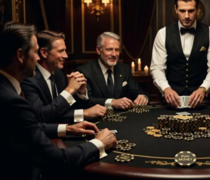 Stół pokerowy podczas eleganckiego wieczoru firmowego